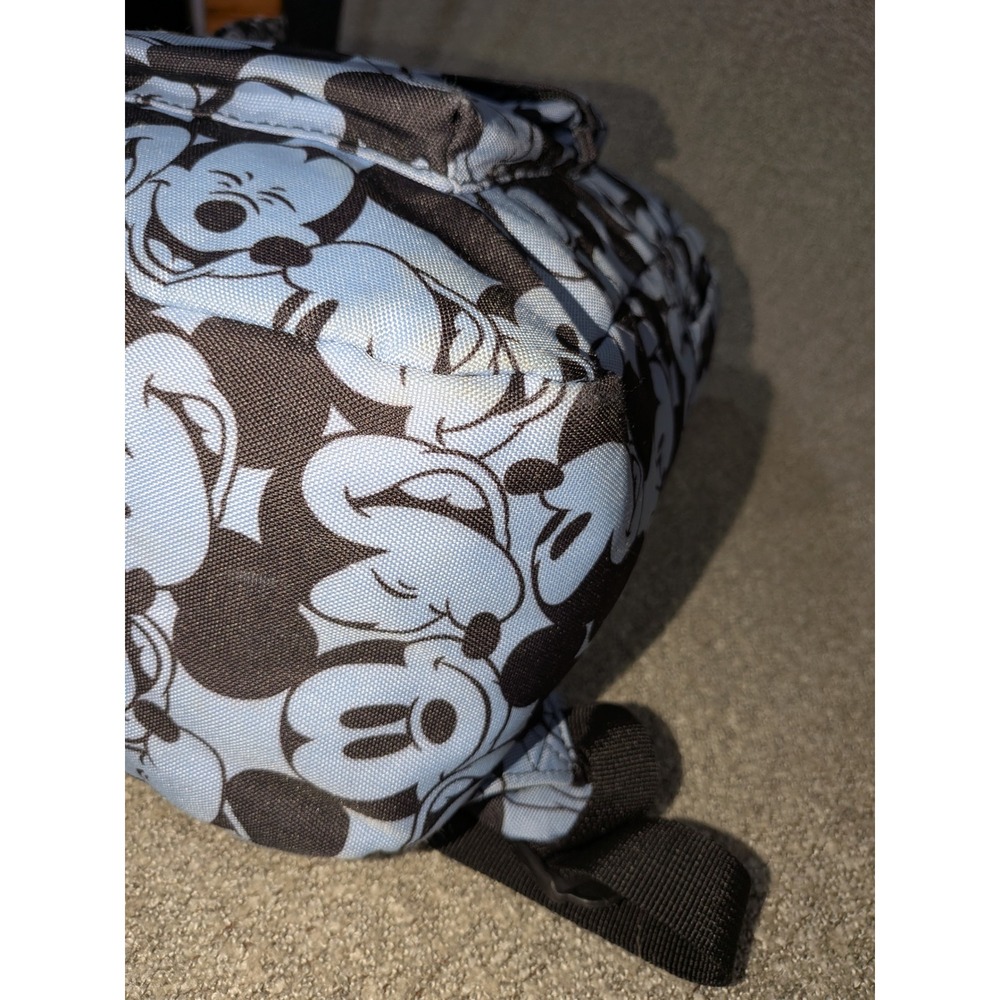Disney Mickey Mouse All Over Print Backpack Light Blue Black Canvas Bag - Picture 6 of 6